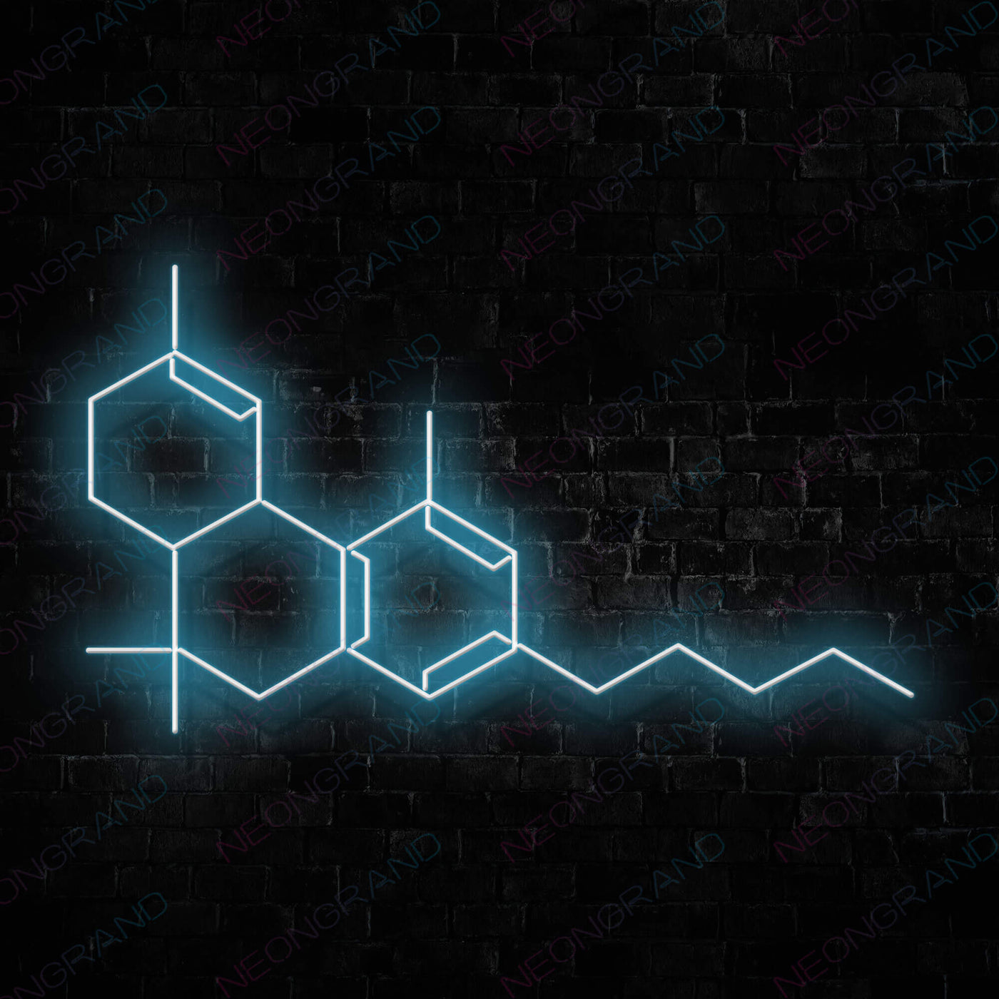 THC Molecule Weed Neon Sign Led Light light blue