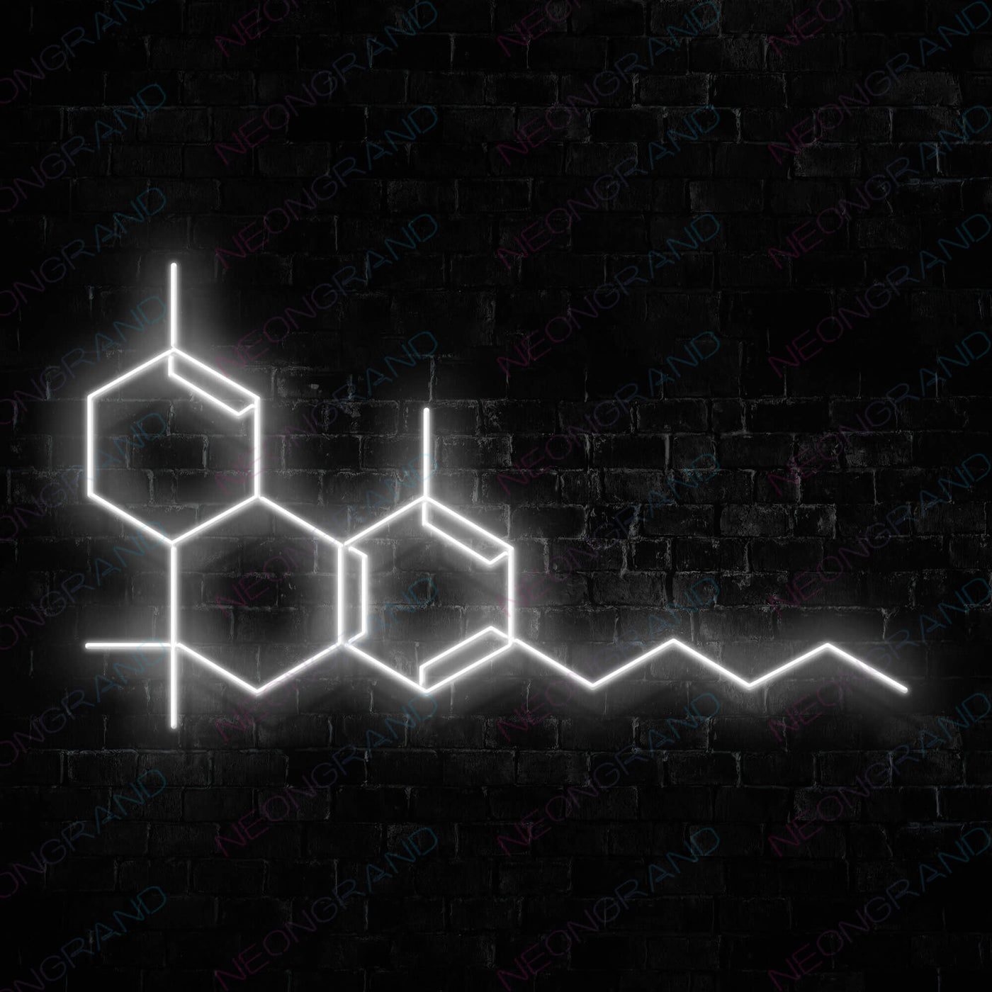 THC Molecule Weed Neon Sign Led Light white