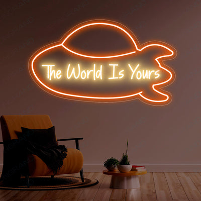 The World Is Yours Neon Sign Led Rocket Neon Light orange