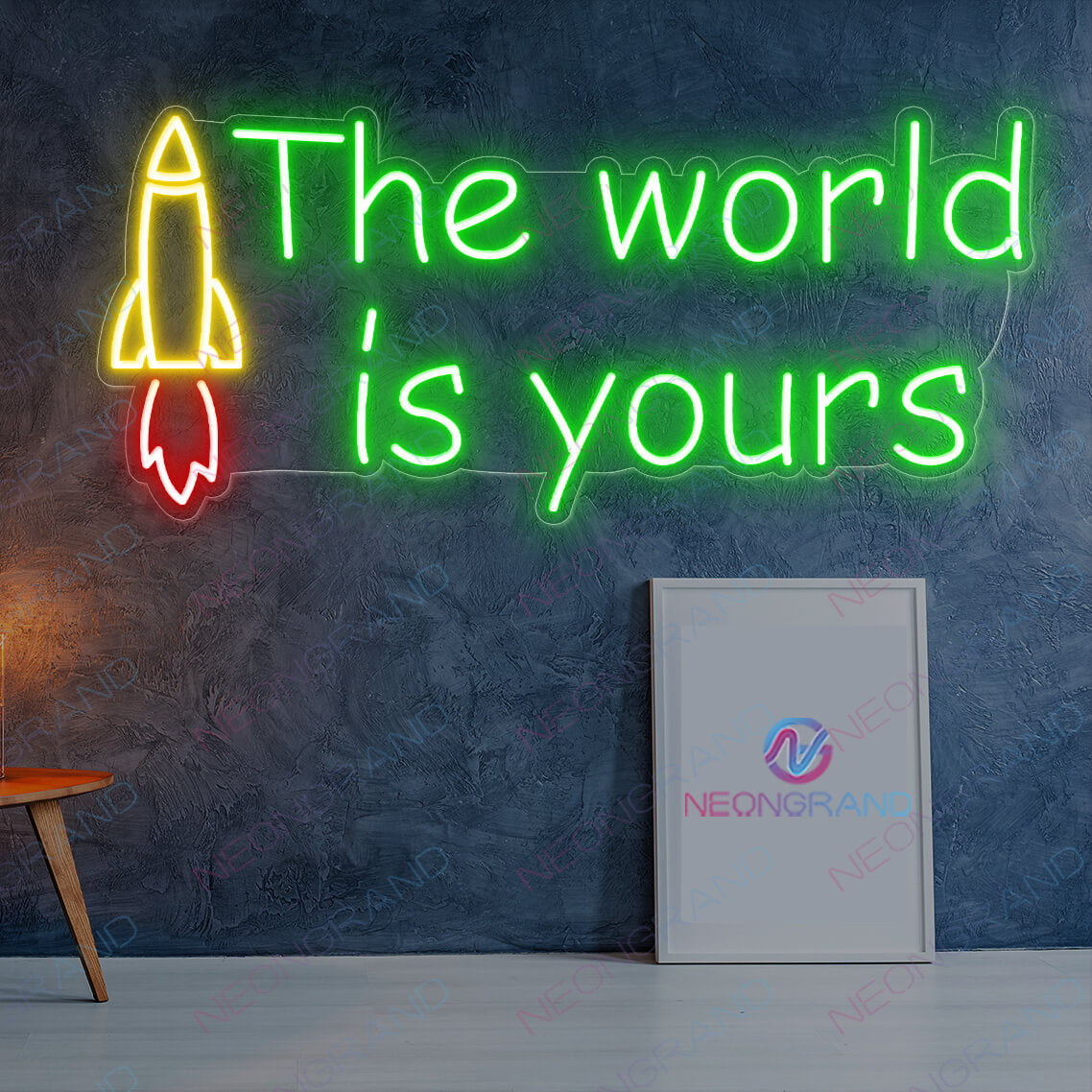 The World Is Yours Neon Sign Sky Rocket Led Light green