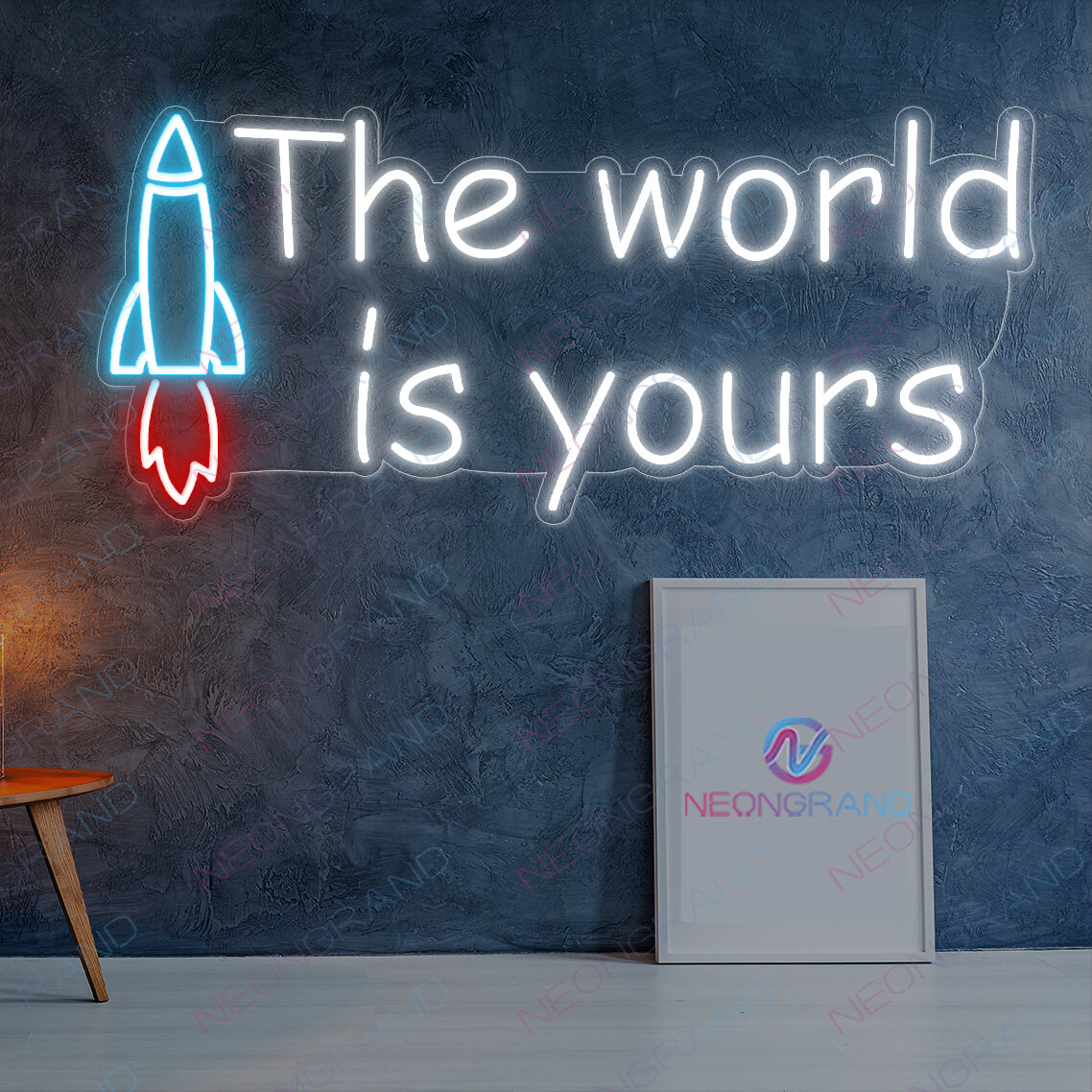 The World Is Yours Neon Sign Sky Rocket Led Light red mix