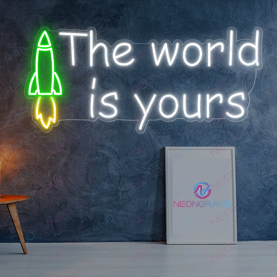 The World Is Yours Neon Sign Sky Rocket Led Light white