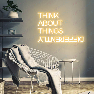 Think About Things Differently Neon Sign Led Light gold yellow