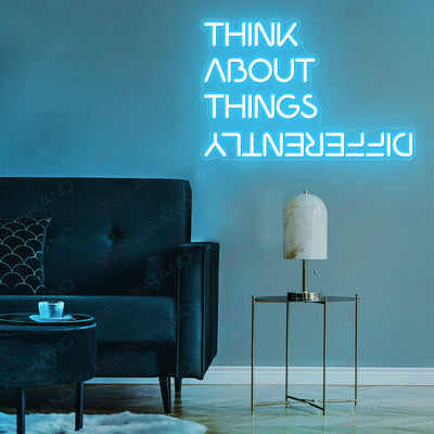 Think About Things Differently Neon Sign Led Light light blue