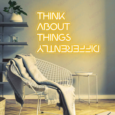 Think About Things Differently Neon Sign Led Light orange yellow