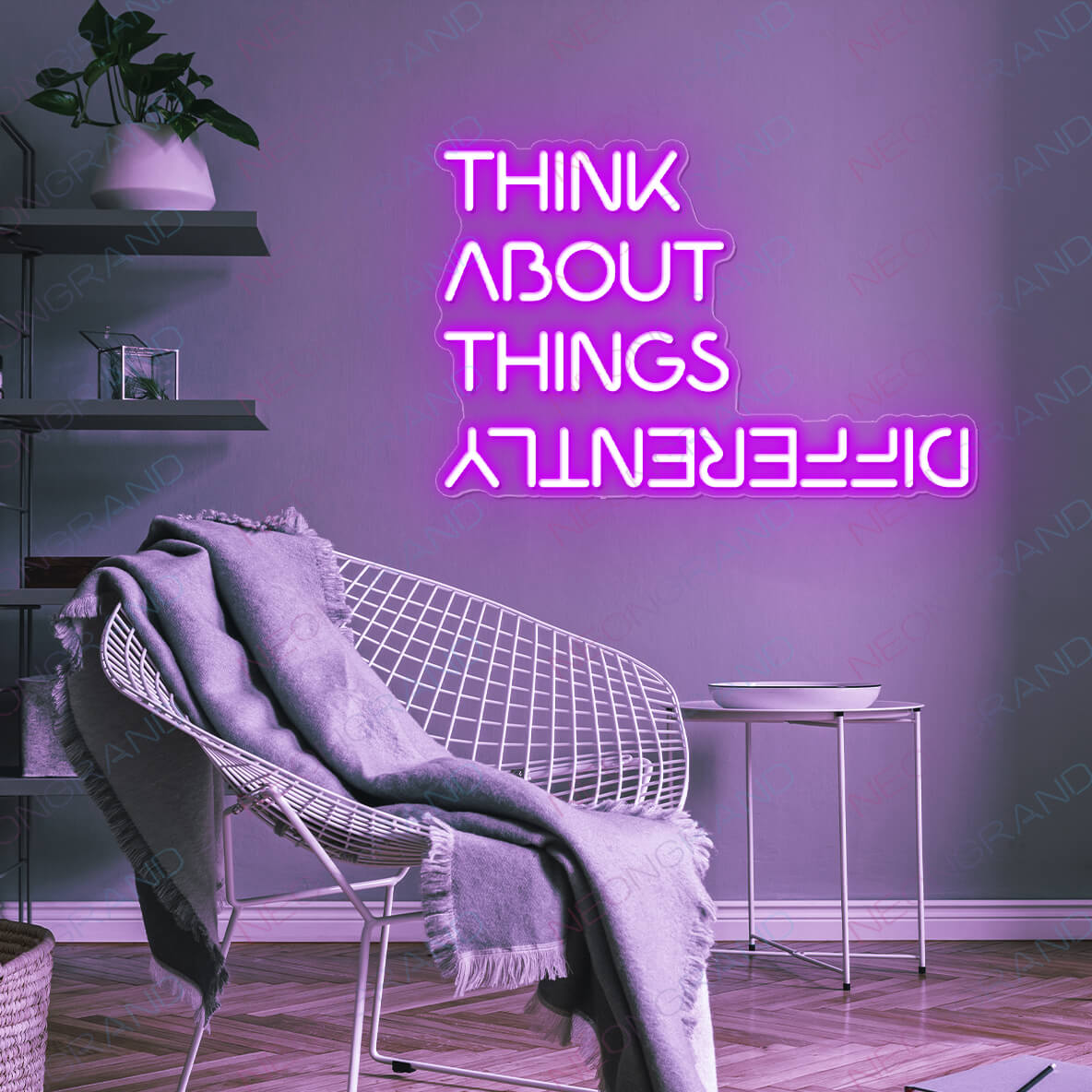 Think About Things Differently Neon Sign Led Light purple