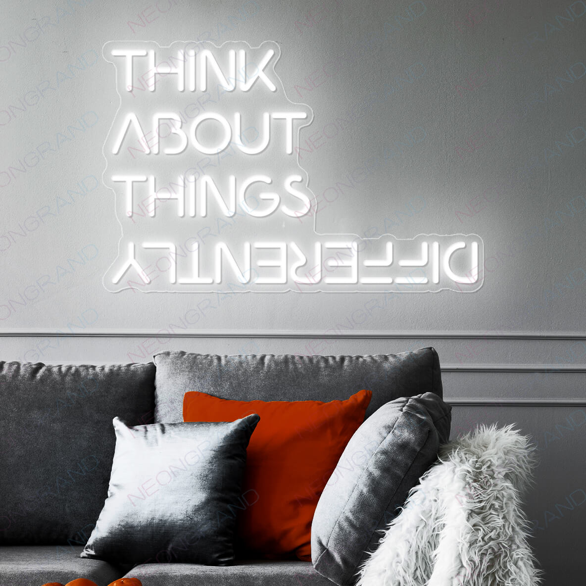 Think About Things Differently Neon Sign Led Light white