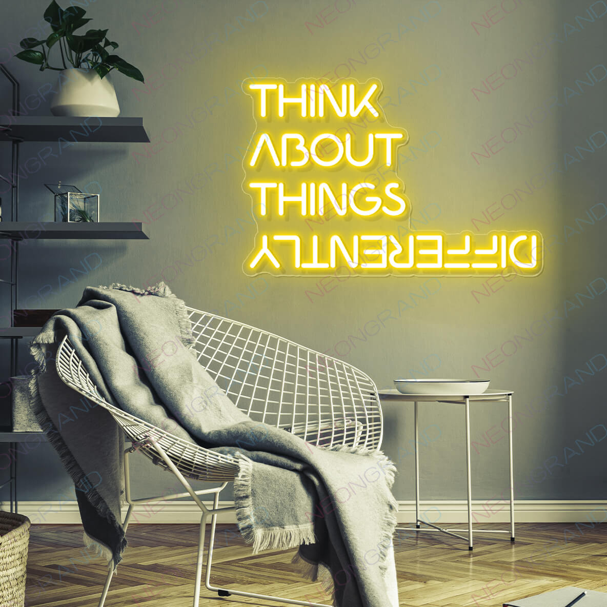 Think About Things Differently Neon Sign Led Light yellow