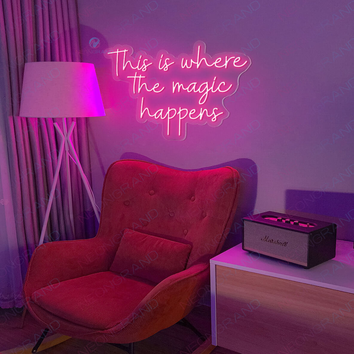 This Is Where The Magic Happens Neon Sign Led Light pink