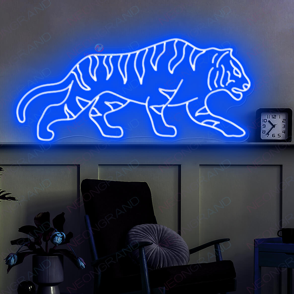 Neon Sign Tiger Animal Led Light blue