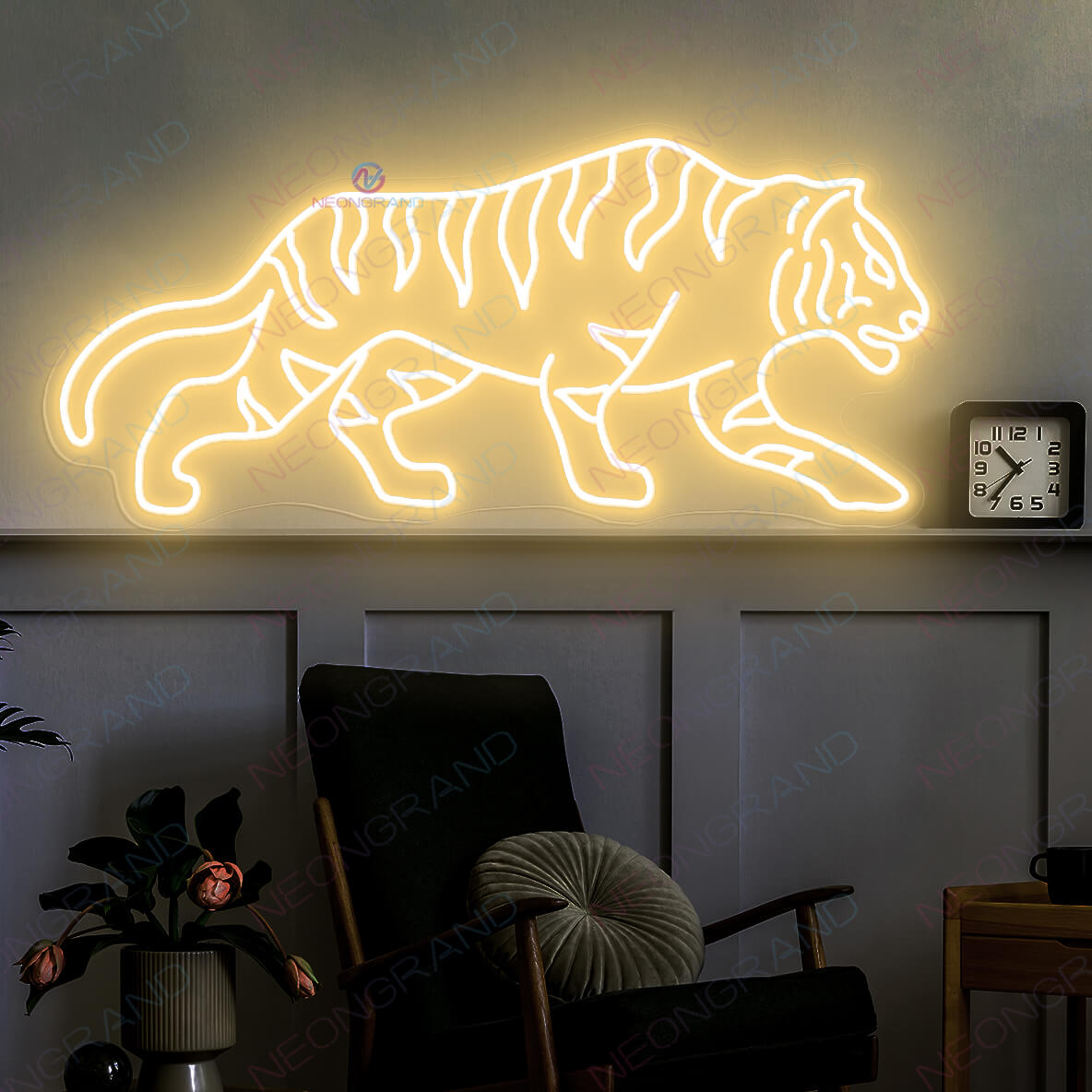 Neon Sign Tiger Animal Led Light gold yellow