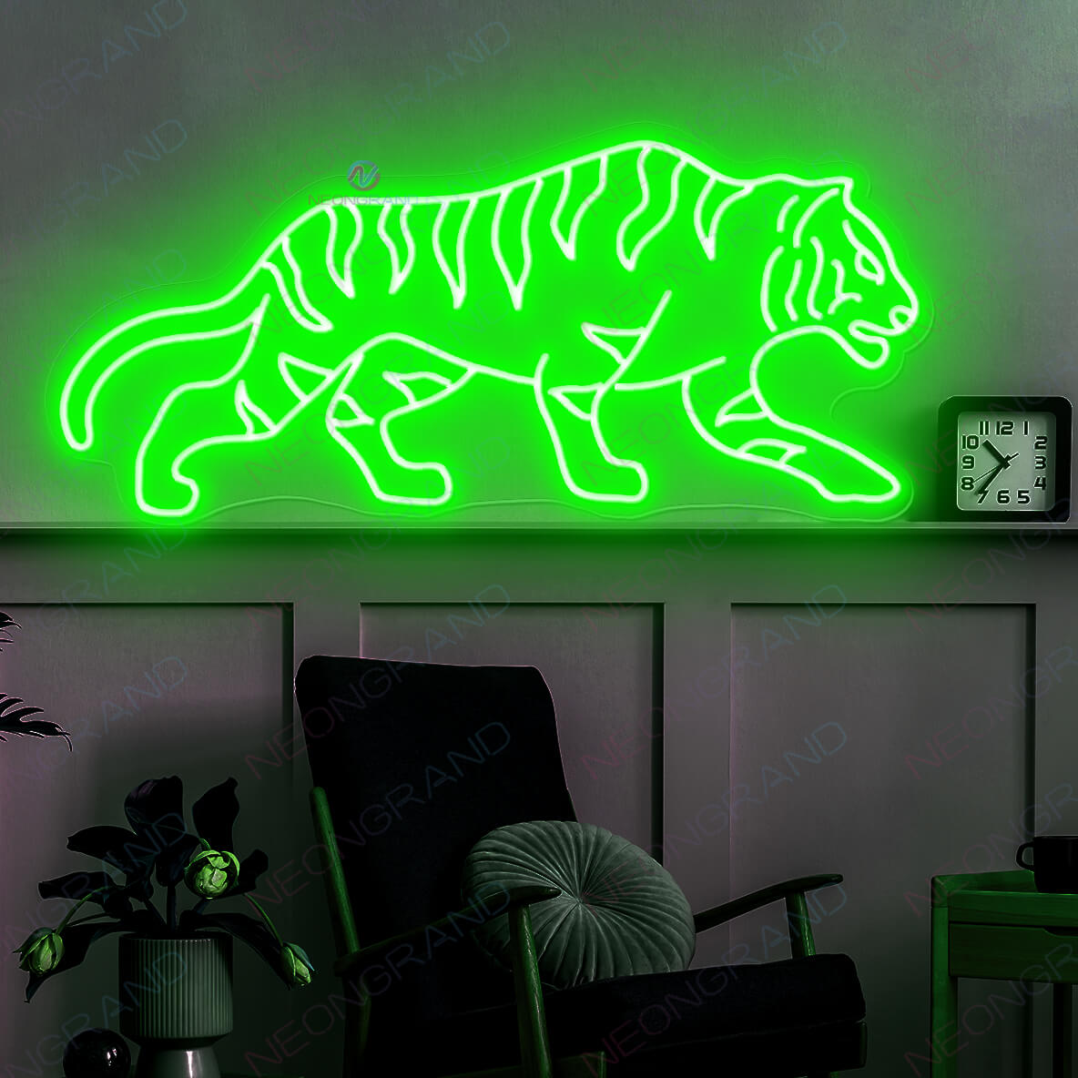 Neon Sign Tiger Animal Led Light green