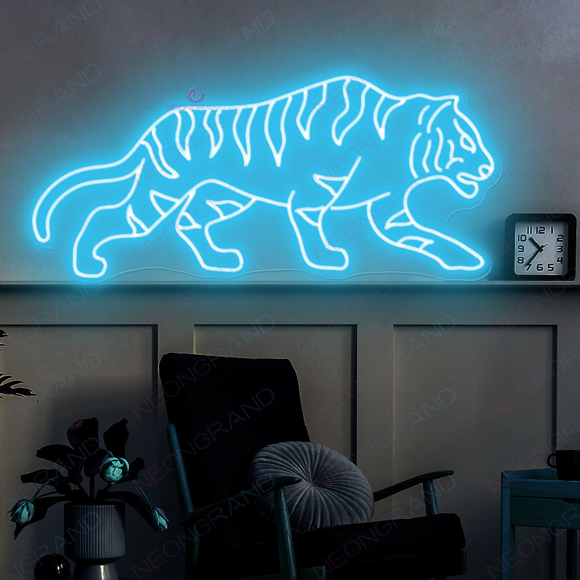 Neon Sign Tiger Animal Led Light light blue