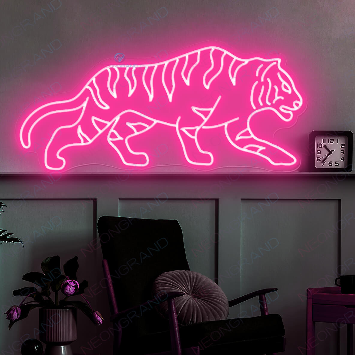 Neon Sign Tiger Animal Led Light pink