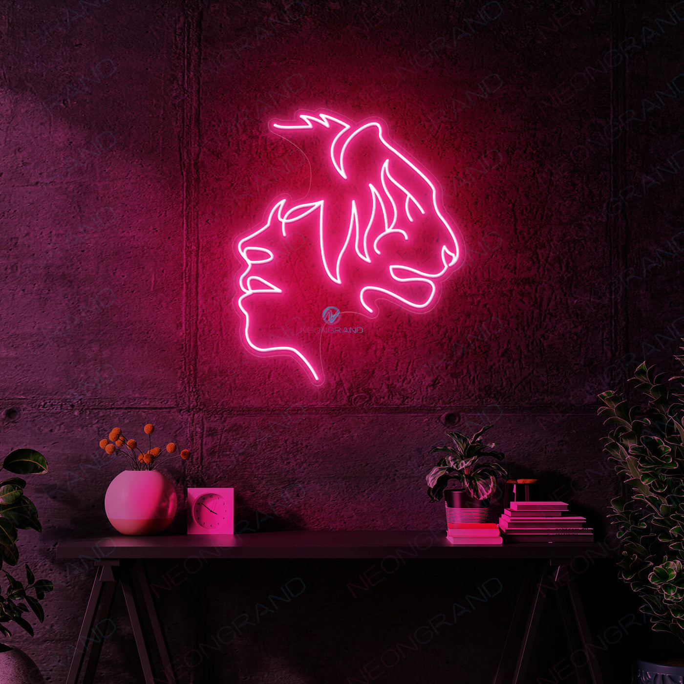 Tiger Neon Sign Animal Led Light Cool Neon Signs For Room pink