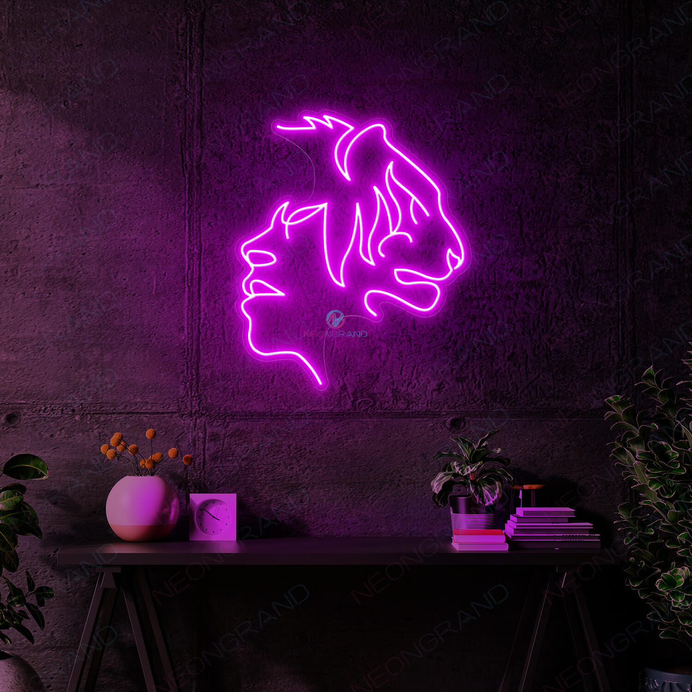 Tiger Neon Sign Animal Led Light Cool Neon Signs For Room violet