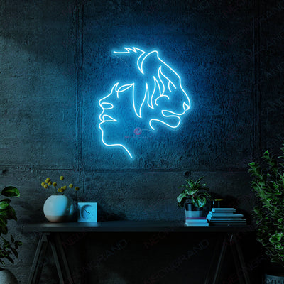 Tiger Neon Sign Animal Led Light Cool Neon Signs For Room sky blue