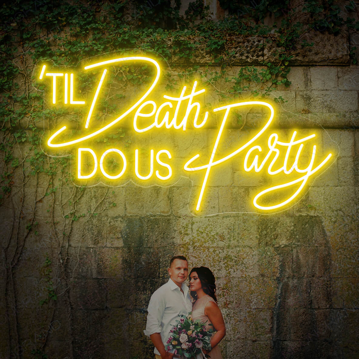Til Death Do Us Party Neon Sign Led Light Yellow