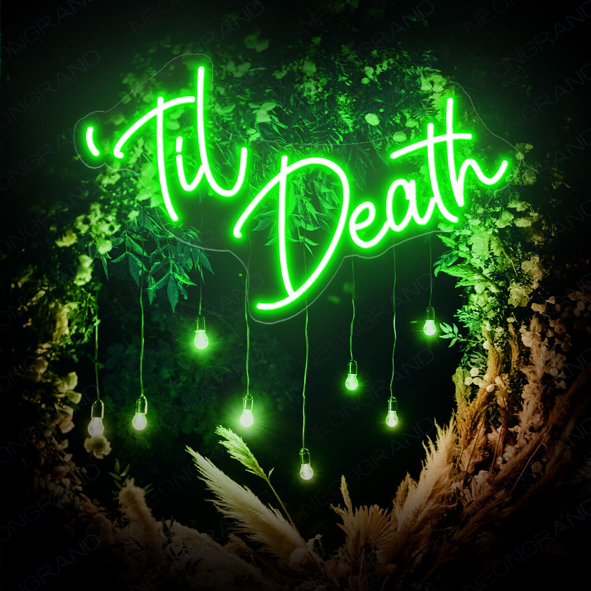 Til Death Neon Sign Led Light Green