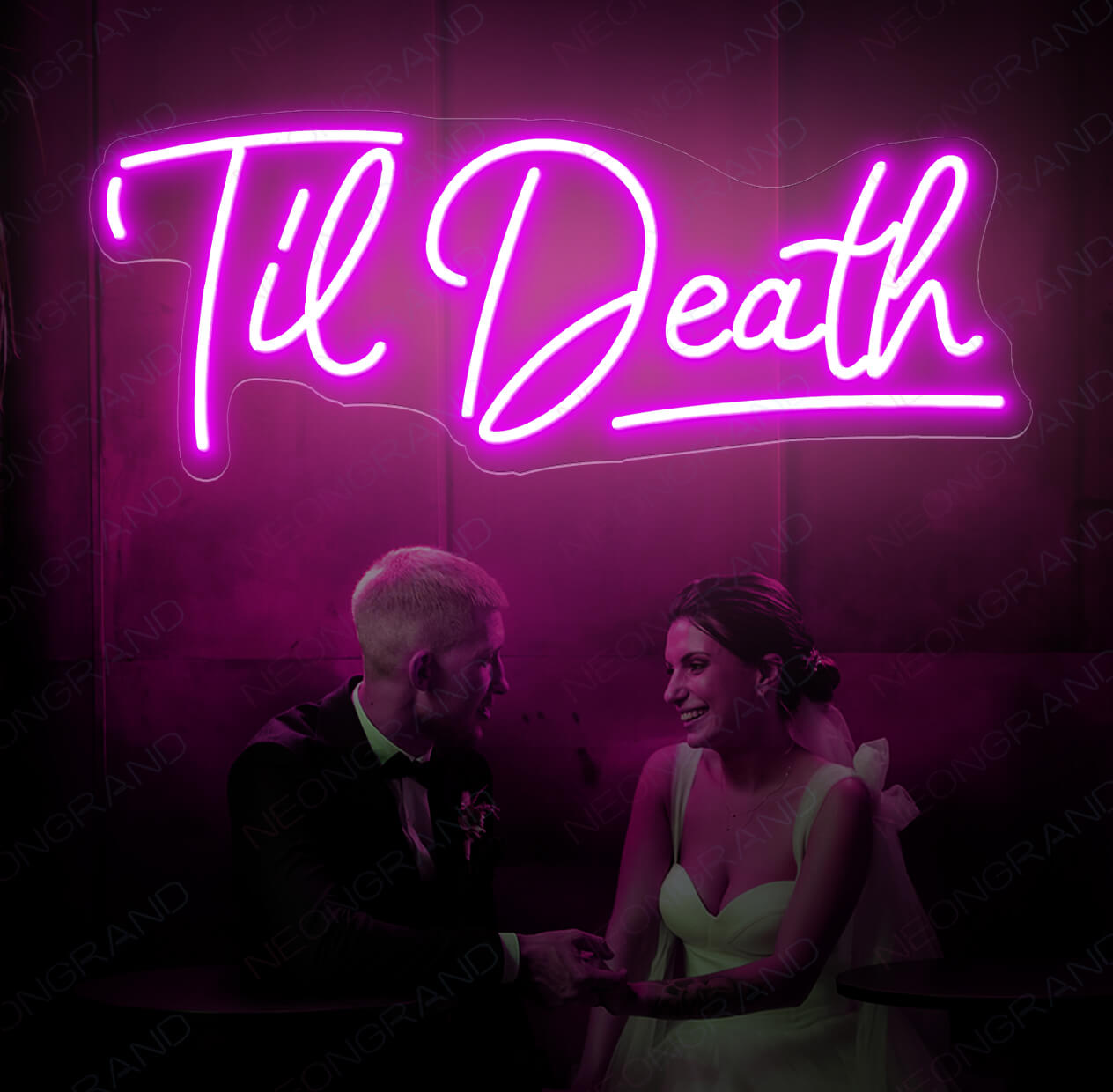 Til Death Neon Sign Love Wedding Led Light Violet