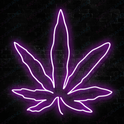 Cannabis Leaf Weed Neon Sign DarkViolet