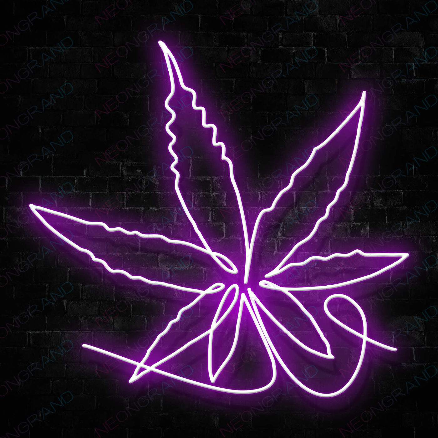 Marijuana Leaf Script Weed Neon Sign Purple