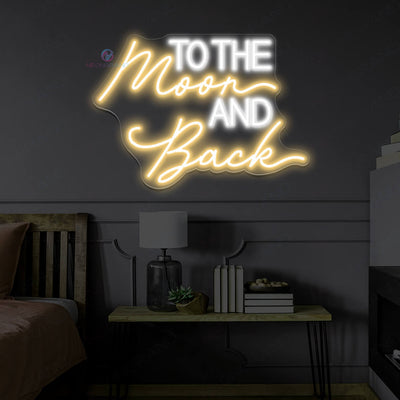 To The Moon And Back Neon Sign Love Wedding Led Light gold yellow
