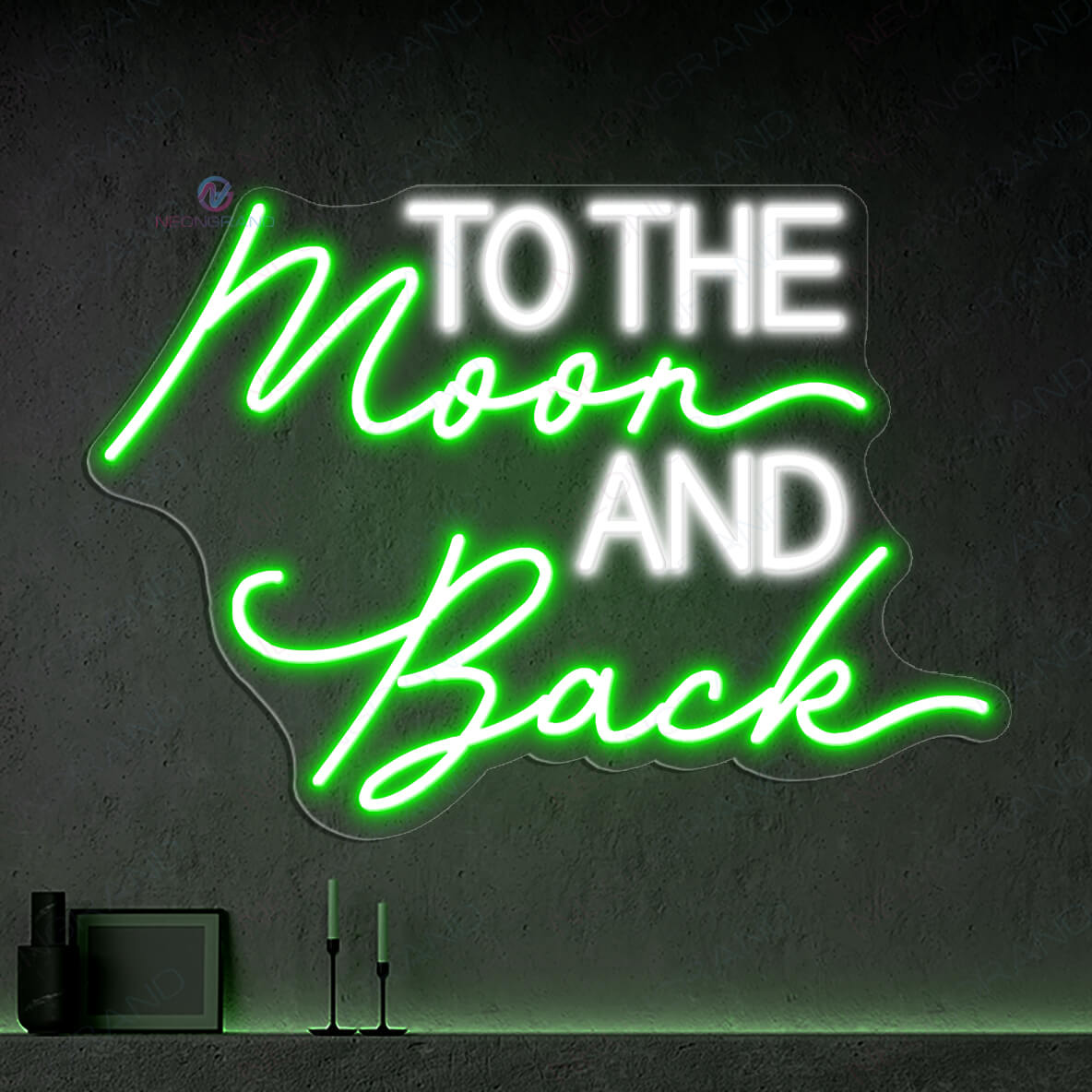 To The Moon And Back Neon Sign Love Wedding Led Light green