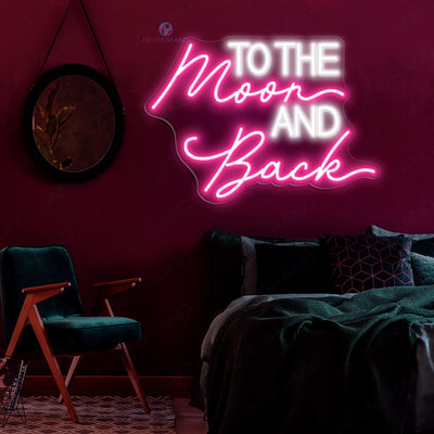 To The Moon And Back Neon Sign Love Wedding Led Light pink