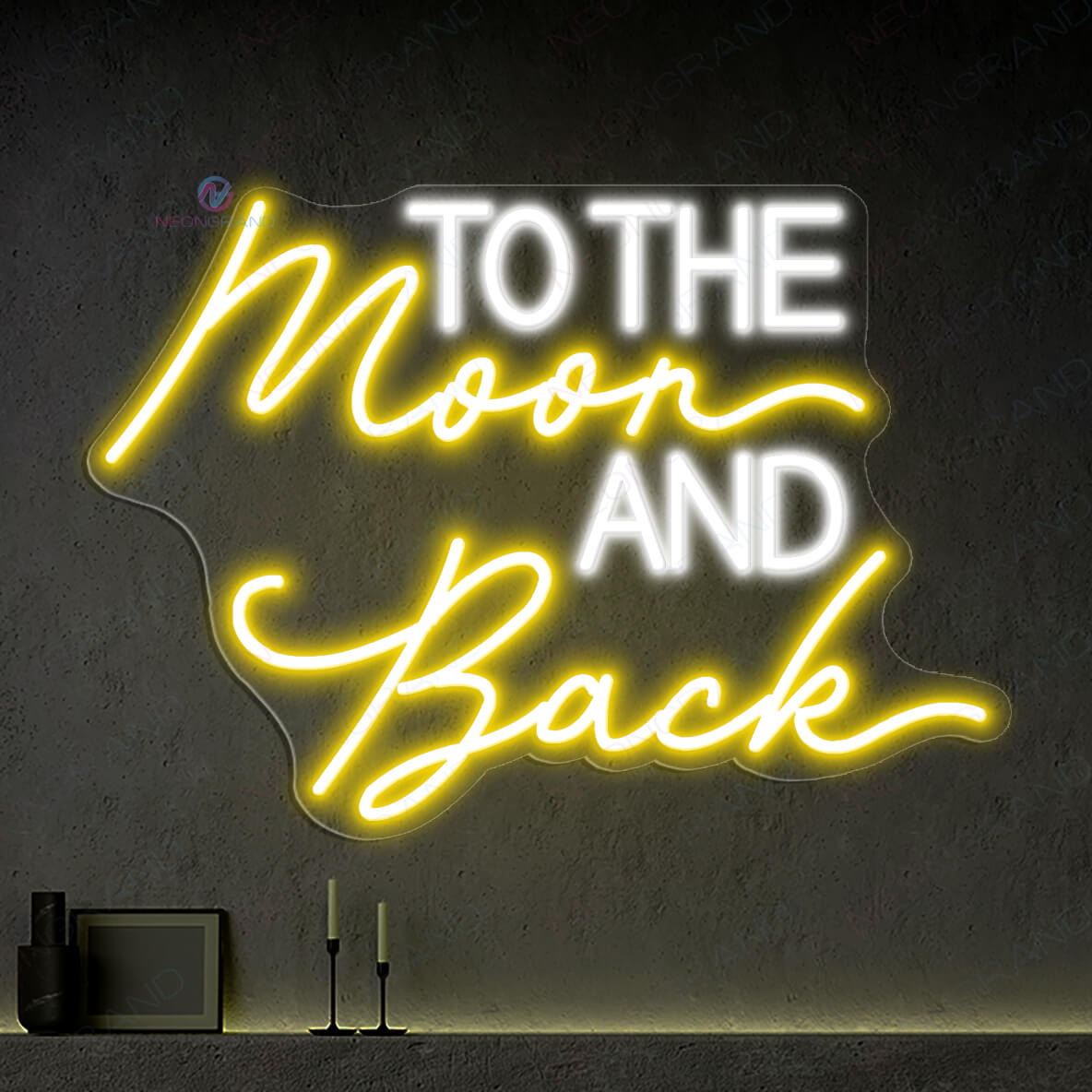 To The Moon And Back Neon Sign Love Wedding Led Light yellow