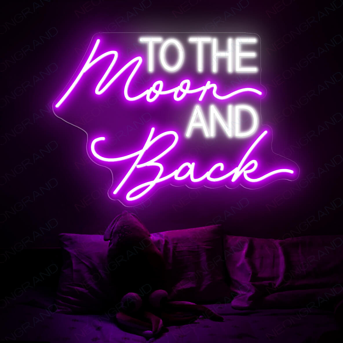 To The Moon And Back Neon Sign Love Wedding Led Light Violet