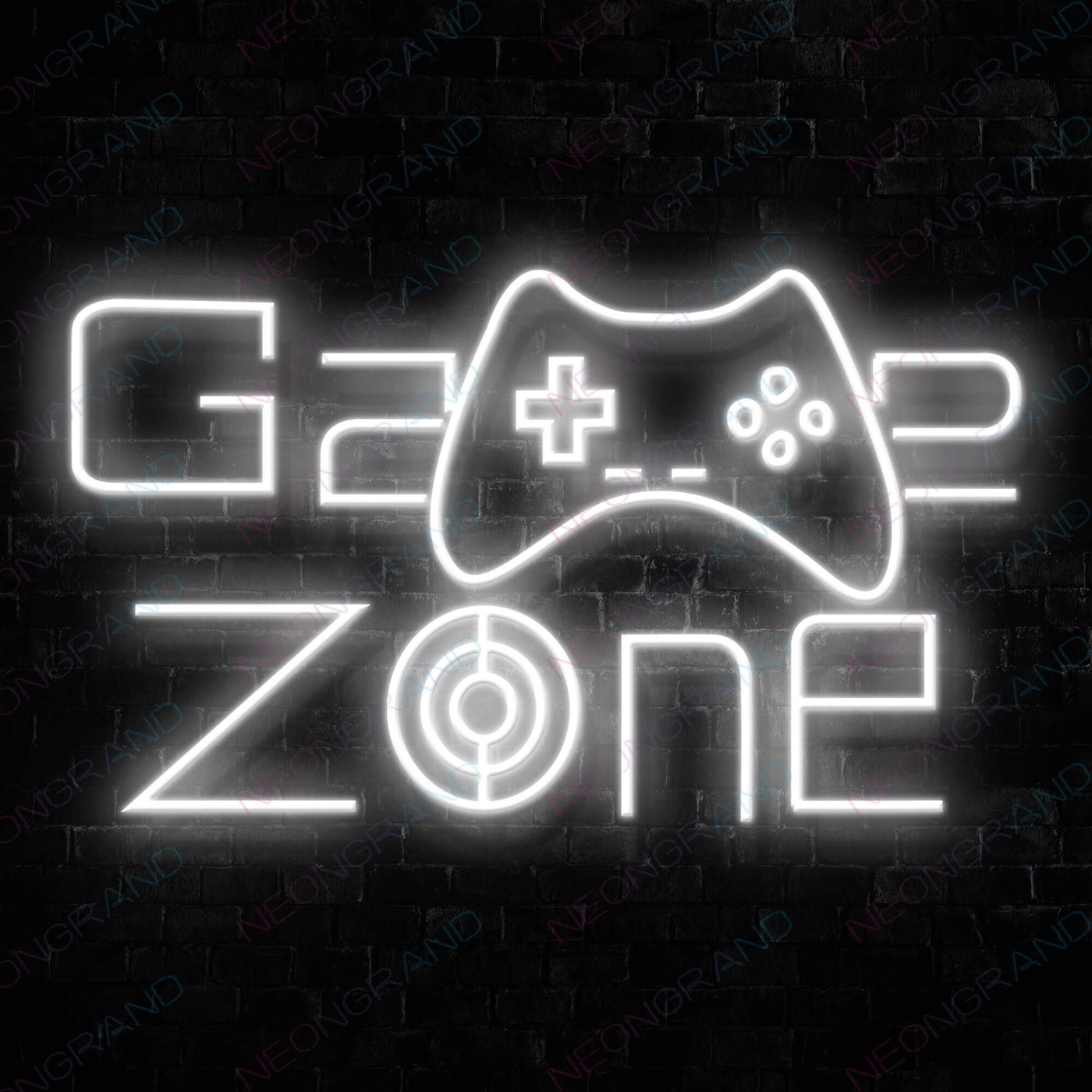 Game Zone Neon Game Room Sign White