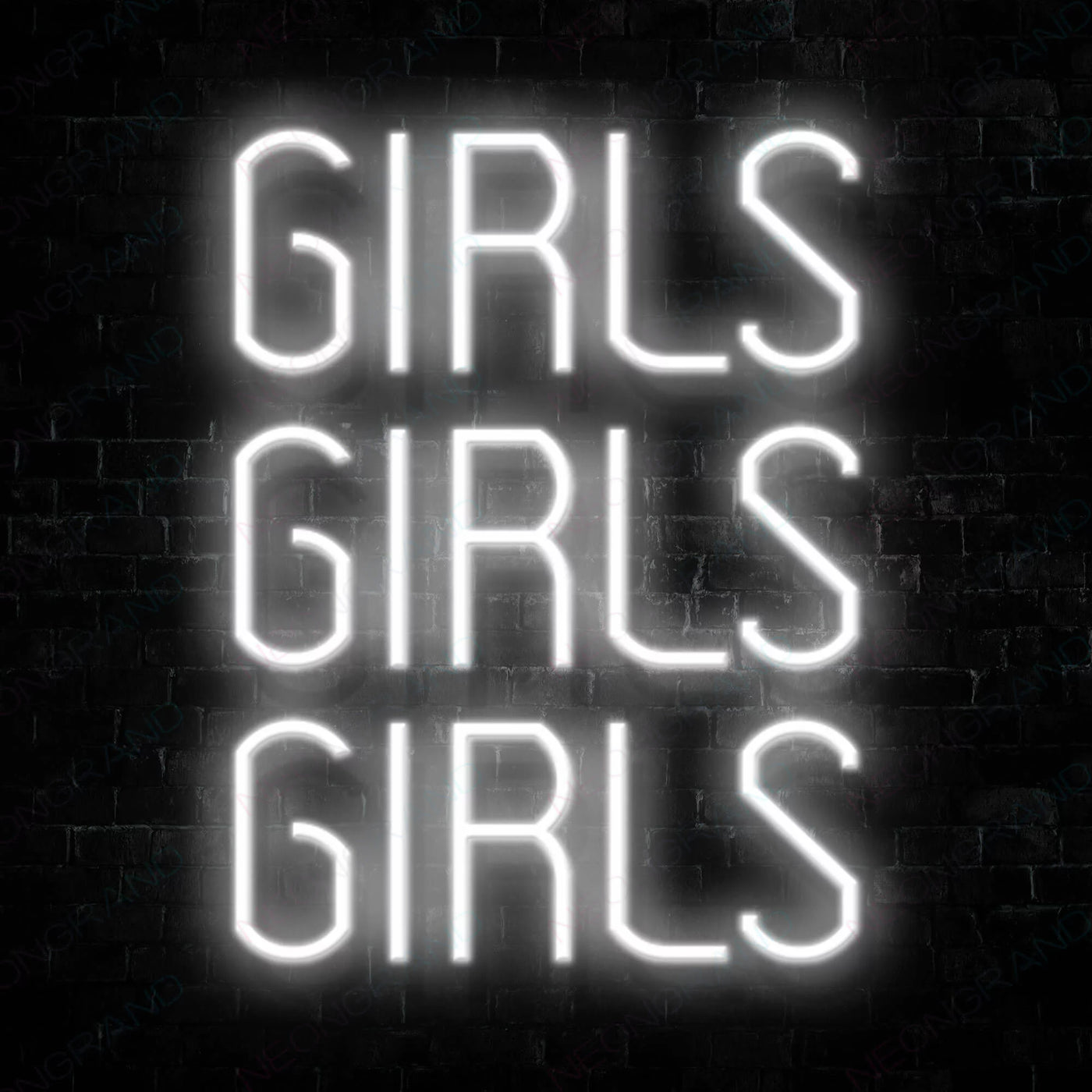 Girls Girls Girls Neon Sign White