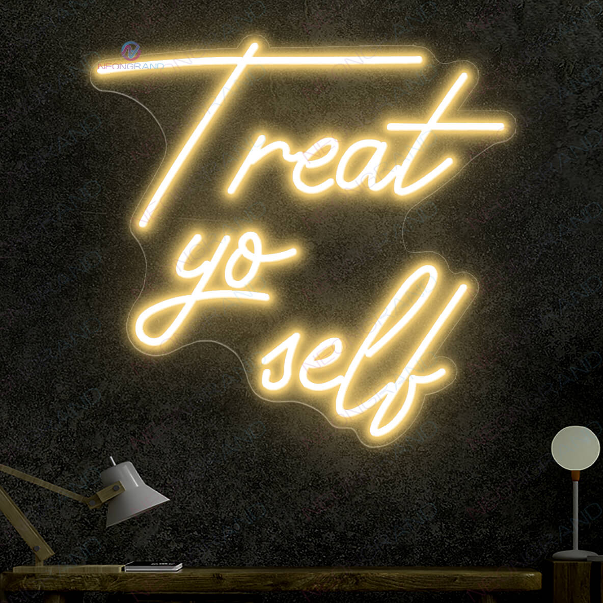 Treat Yourself Neon Sign Led Light gold yellow1