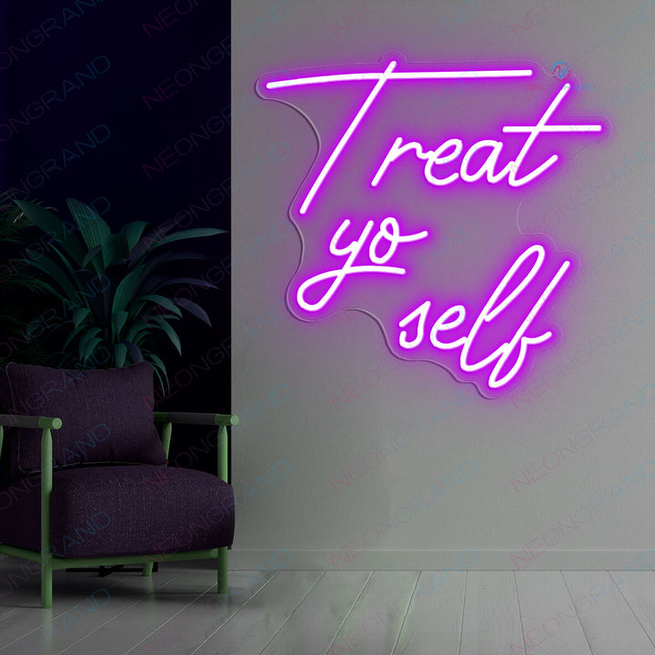 Simple Vivid high quality Bright White “Treat Yo’ Self” LED Night Light Sign Room Wall Decor