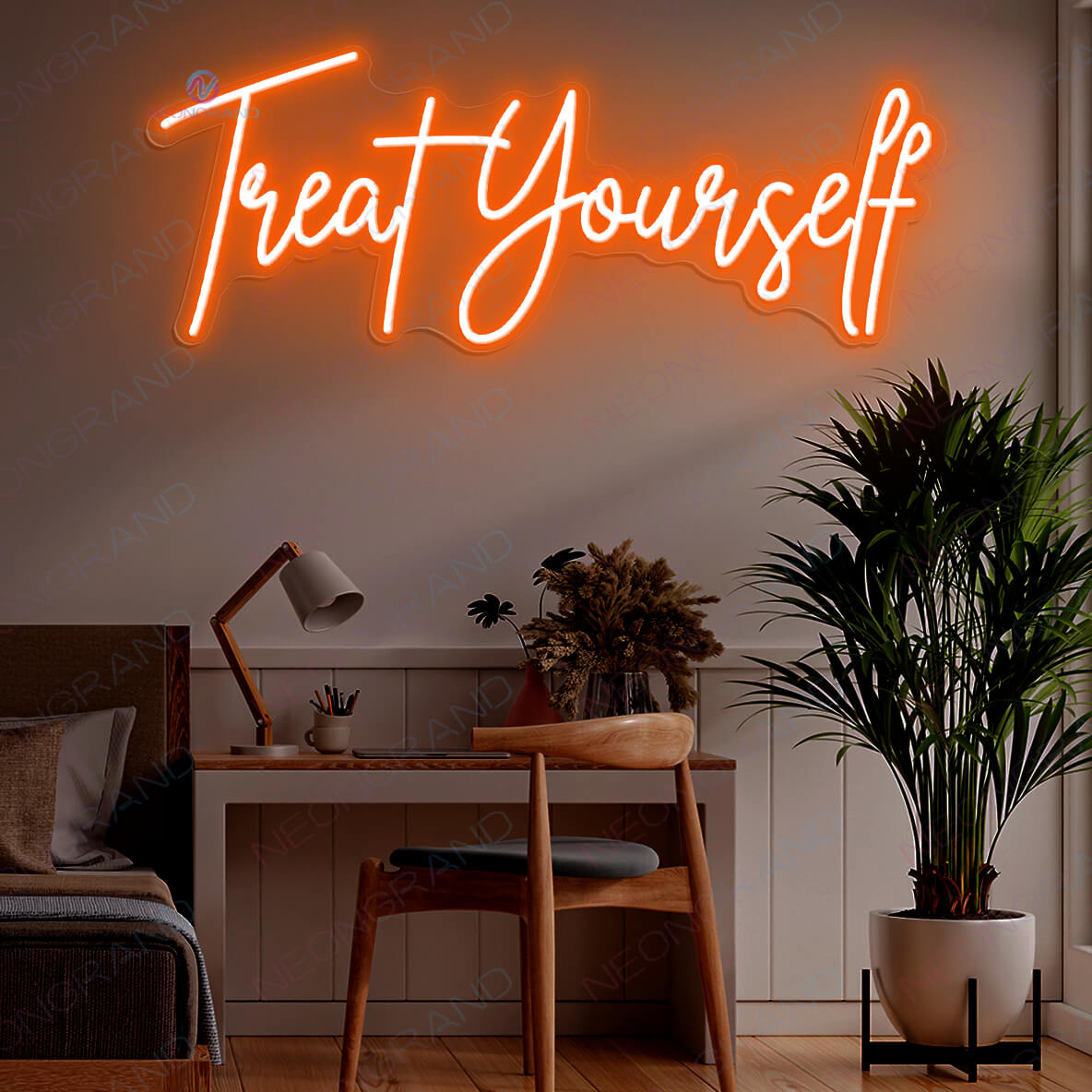Treat Yourself Neon Sign Motivation Led Light orange