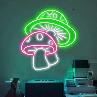 Two Aesthetic Mushroom Neon Sign Led Light Green
