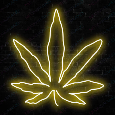 Neon Yellow Pot Leaf Light Weed Led Sign