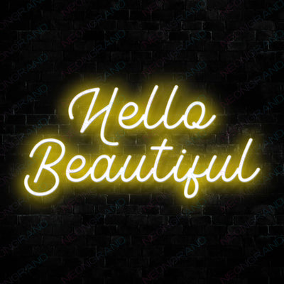 Hello Beautiful Neon Sign Led Light Yellow