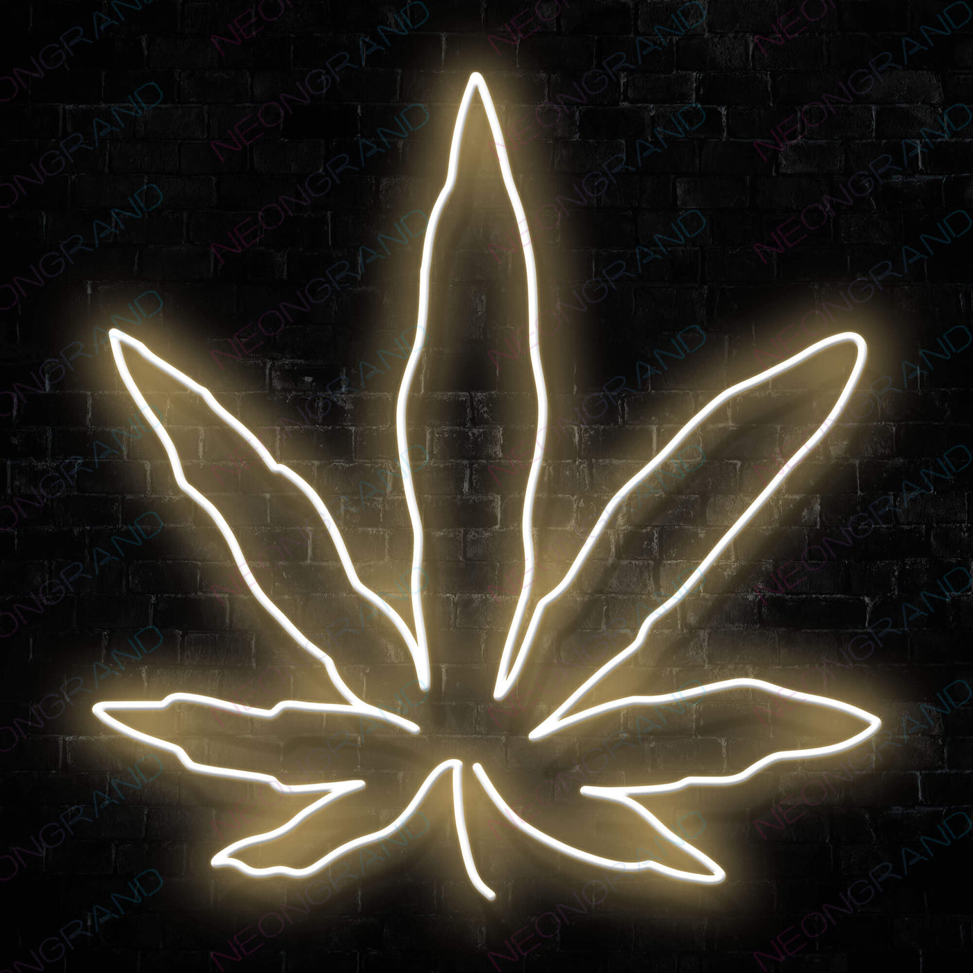 Cannabis Leaf Weed Neon Sign LightYellow