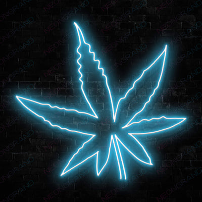 Weed Neon Sign Marijuana Leaf SkyBlue