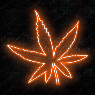 Weed Neon Sign Marijuana Leaf DarkOrange