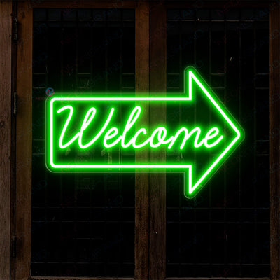 Welcome Neon Sign Lighted Welcome Led Sign green