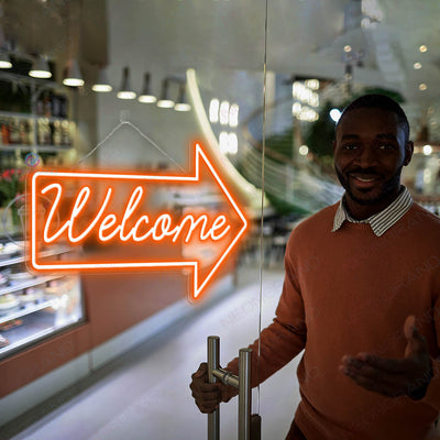 Welcome Neon Sign Lighted Welcome Led Sign orange