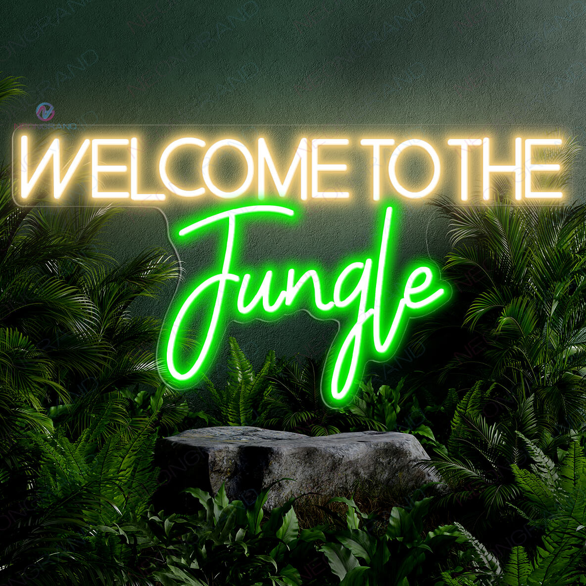 Welcome To The Jungle Neon Sign Led Light gold yellow