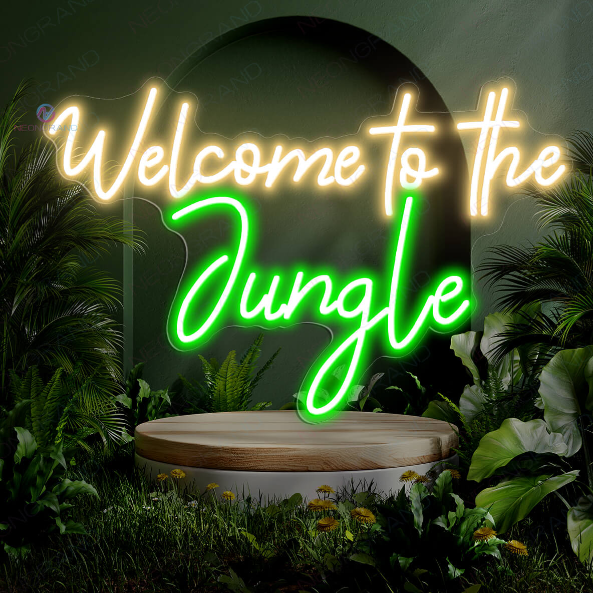 Welcome To The Jungle Neon Sign Tropical Led Light gold yellow
