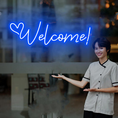 Welcome Neon Sign Light Up Welcome Led Sign blue