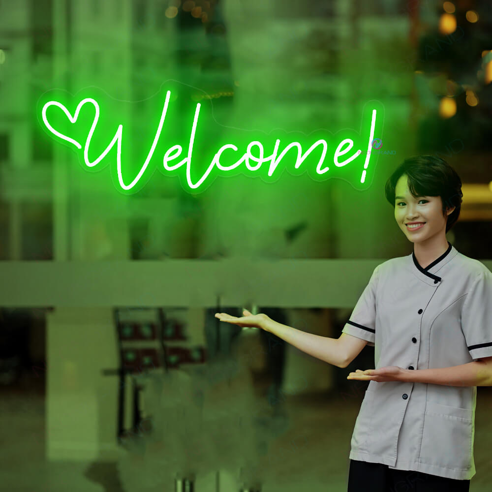 Welcome Neon Sign Light Up Welcome Led Sign green