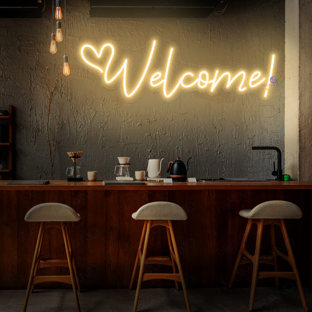 Welcome Neon Sign Light Up Welcome Led Sign light yellow