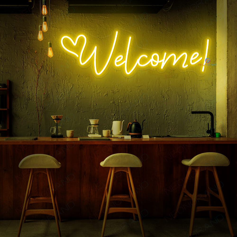 Welcome Neon Sign Light Up Welcome Led Sign yellow